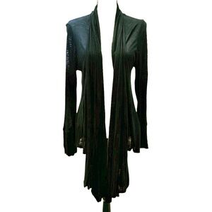 STYLE BIZ USA BLACK LIGHTWEIGHT OPEN DRAPE WATERFALL FRONT CARDIGAN